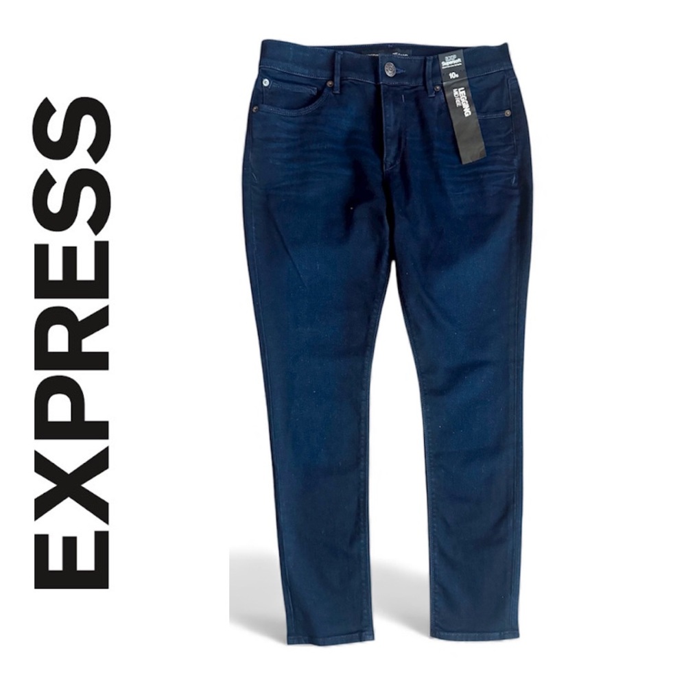🆕 Express Midnight Blue Mid Rise Skinny Jean Supersoft Leggings. Size 10S